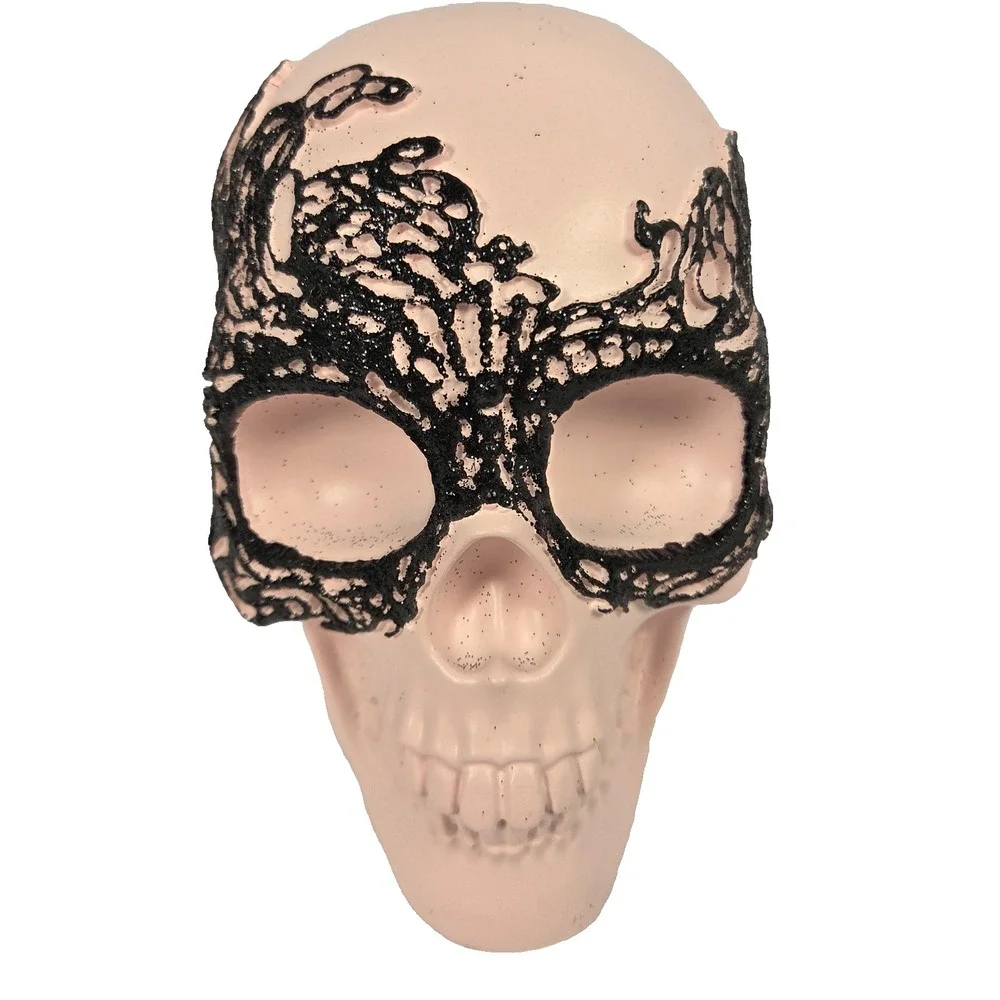 Midnight Manor Pink Skull Halloween Decor Medium Pink New Gothic Lace Mask